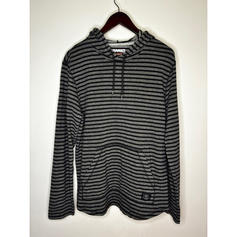 Tony Hawk Y2K Men’s L Striped Hooded Long Sleeve Pullover 100% Cotton skateboard